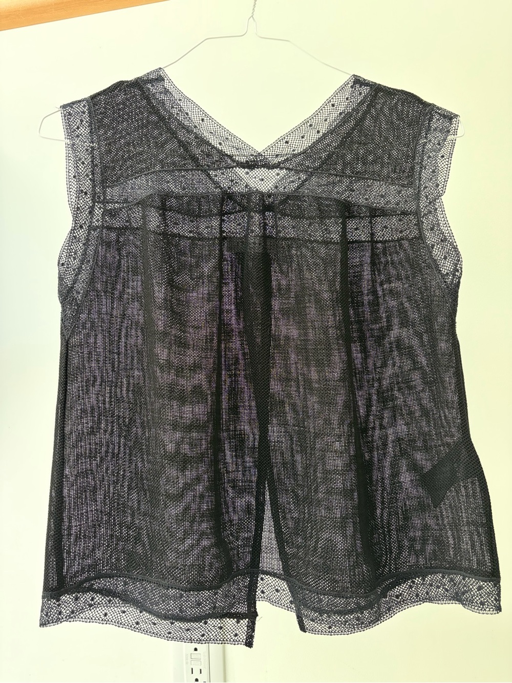 Sandro Sheer Black Lace Sleeveless Top